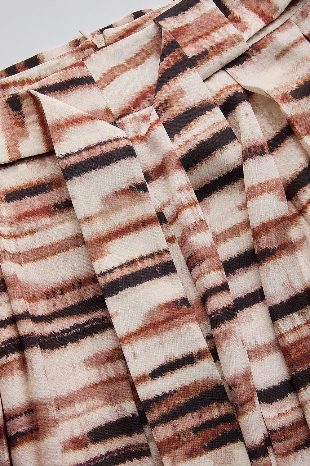 Exquise-Kuşaklı Astarlı Regular Midi Pileli Desenli Etek-ETEK-6-Milagron.com