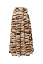 Exquise-Kuşaklı Astarlı Regular Midi Pileli Desenli Etek-ETEK-7-Milagron.com