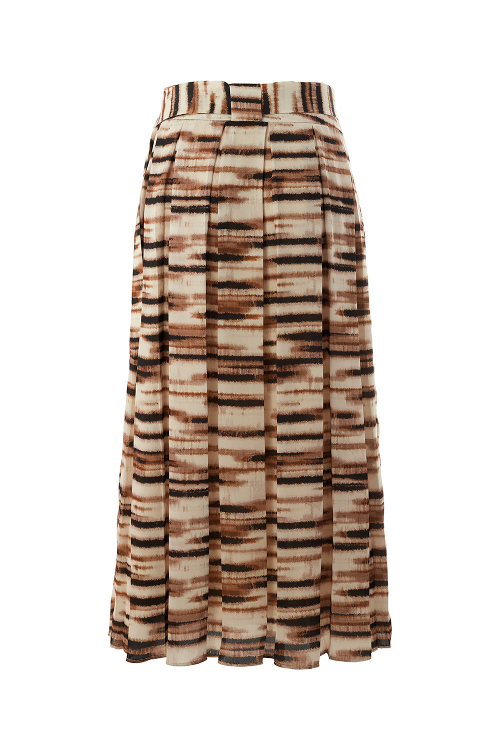 Exquise-Kuşaklı Astarlı Regular Midi Pileli Desenli Etek-ETEK-8-Milagron.com