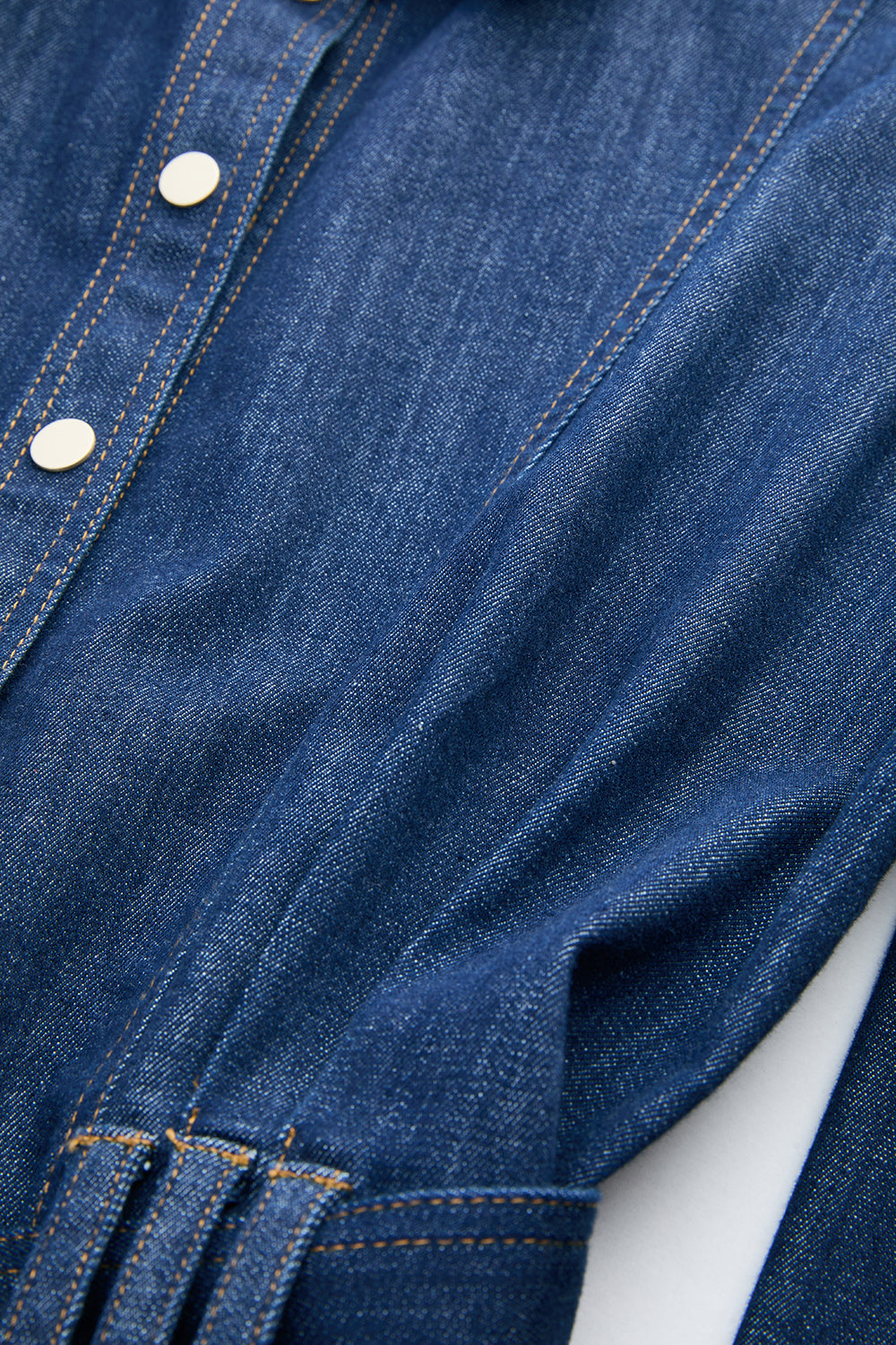 Exquise-Uzun Kollu Kuşaklı Regular Midi Denim Gömlek İNdigo Elbise-Elbise-5-Milagron.com