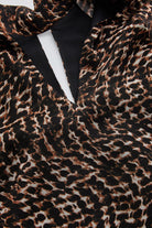 Exquise-Leopar Desen Fular Yakalı Astarlı Regular Bluz-BLUZ-6-Milagron.com