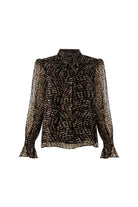 Exquise-Leopar Desen Fular Yakalı Astarlı Regular Bluz-BLUZ-7-Milagron.com