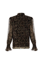 Exquise-Leopar Desen Fular Yakalı Astarlı Regular Bluz-BLUZ-8-Milagron.com