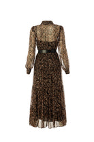 Exquise-Leopar Desen Uzun Kollu Kemerli Astarlı Regular Midi Elbise-ELBİSE-7-Milagron.com