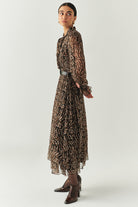 Exquise-Leopar Desenli Astarlı Kemerli Regular Midi Etek-ETEK-4-Milagron.com