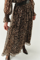 Exquise-Leopar Desenli Astarlı Kemerli Regular Midi Etek-ETEK-5-Milagron.com