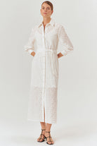 Exquise-Maksi Boy Kuşaklı Fisto Regular Pamuklu Gömlek Elbise-Elbise-1-Milagron.com