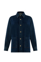 Exquise-Metal Düğme Detaylı Regular Cepli Denim İndigo Ceket-CEKET-6-Milagron.com