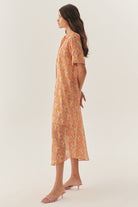 Exquise-Midi Boy çiçek Desenli Gömlek Elbise-ELBİSE-3-Milagron.com