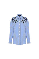 Exquise-Omuzları Taş İşlemeli Regular Fit çizgili Gömlek-Gömlek-6-Milagron.com