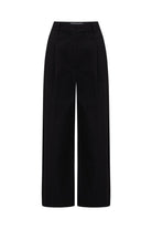 Exquise-Orta Bel Pamuklu Kumaş Bol Kesim Kısa Paça Siyah Pantolon-Pantolon-6-Milagron.com