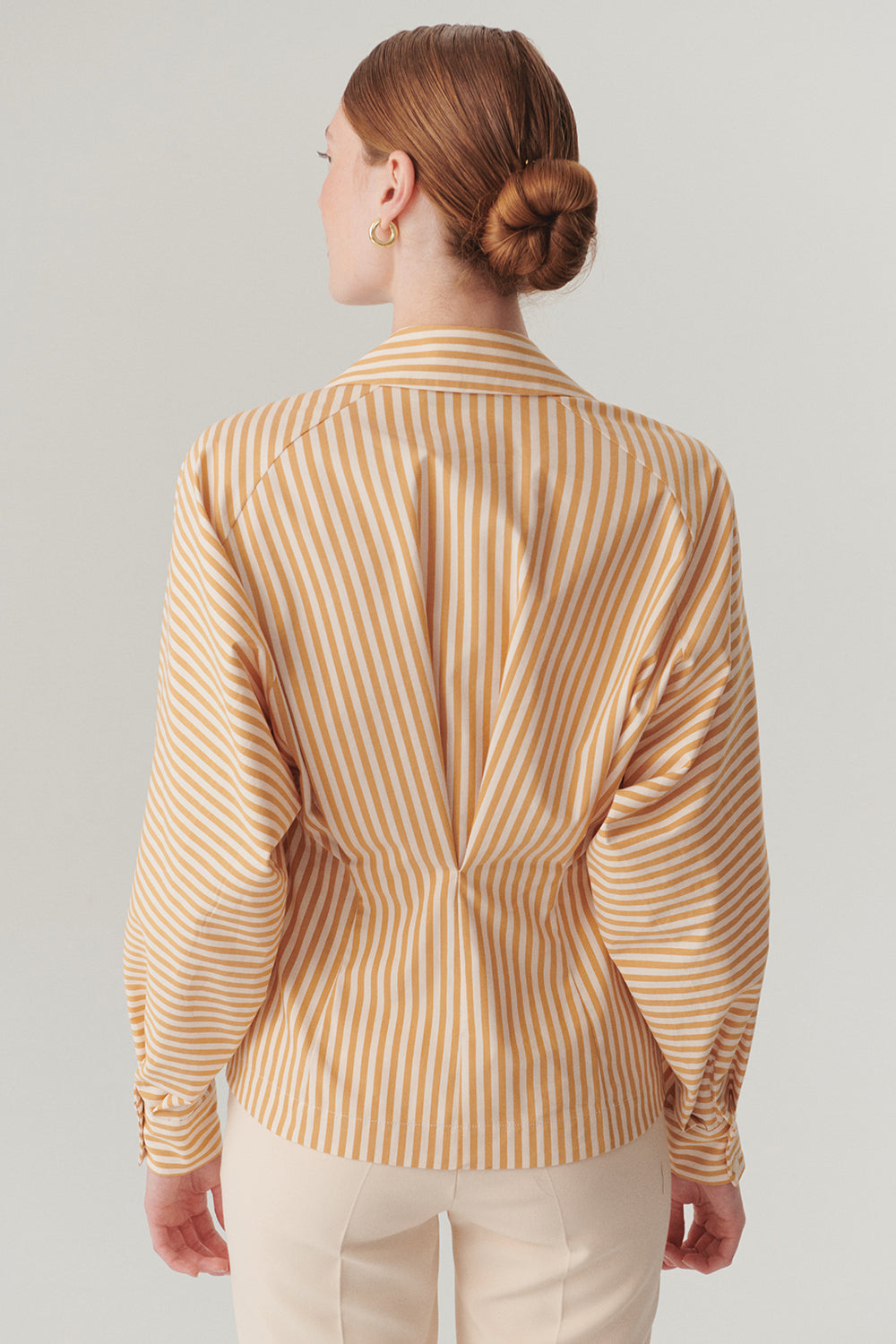 Exquise-Pamuklu Belden Oturtmalı çizgili Regular Fit Gömlek-Gömlek-4-Milagron.com