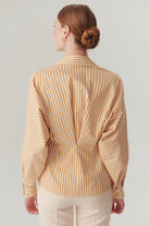 Exquise-Pamuklu Belden Oturtmalı çizgili Regular Fit Gömlek-Gömlek-4-Milagron.com