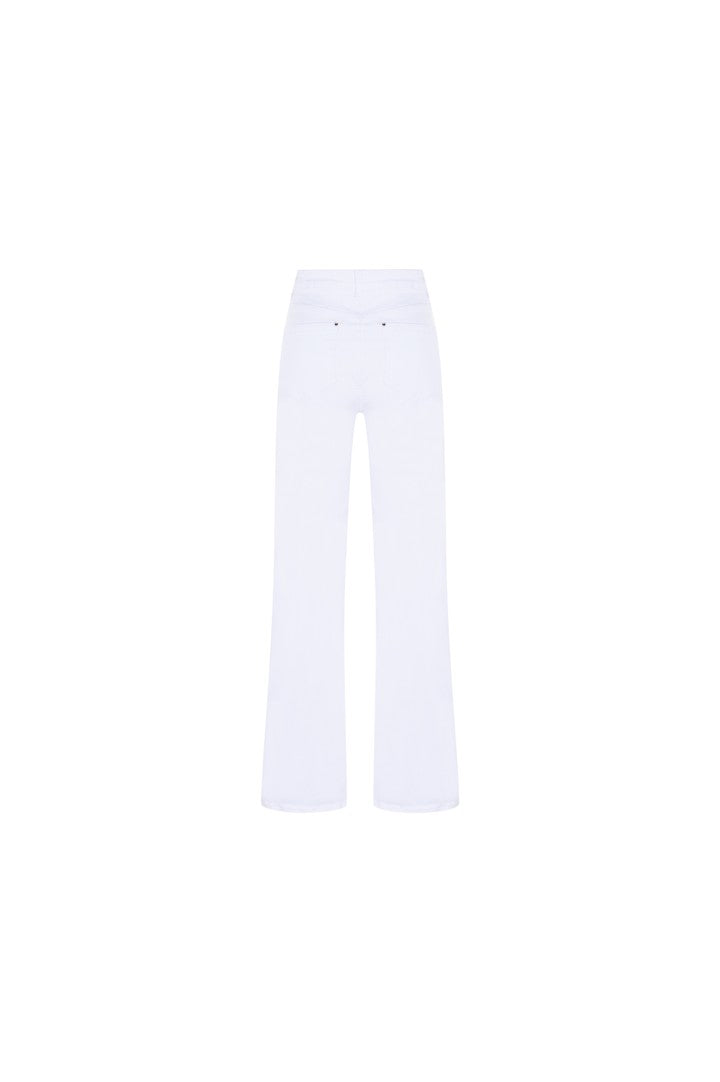 Exquise-Pamuklu Beyaz Yüksek Bel Regular Fit Denim Pantolon-Kot Pantolon-7-Milagron.com