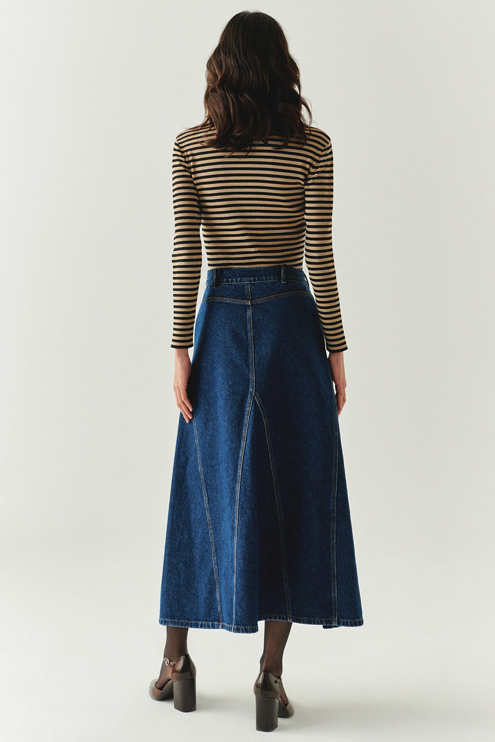 Exquise-Pamuklu Cepli Denim Regular Midi İndigo Etek-ETEK-5-Milagron.com