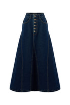 Exquise-Pamuklu Cepli Denim Regular Midi İndigo Etek-ETEK-7-Milagron.com