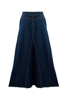 Exquise-Pamuklu Cepli Denim Regular Midi İndigo Etek-ETEK-8-Milagron.com