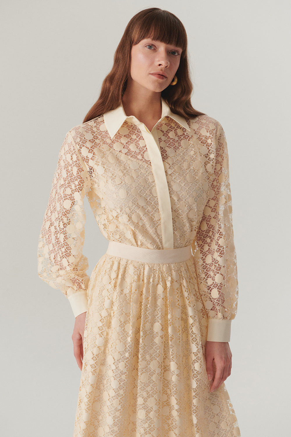 Exquise-Pamuklu Dantelli Regular Gömlek-Gömlek-1-Milagron.com