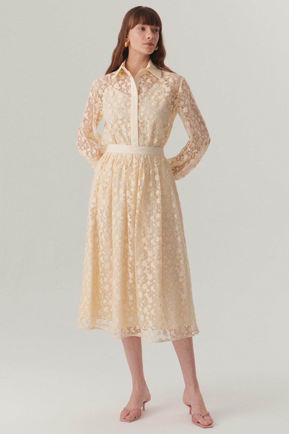 Exquise-Pamuklu Dantelli Regular Gömlek-Gömlek-2-Milagron.com