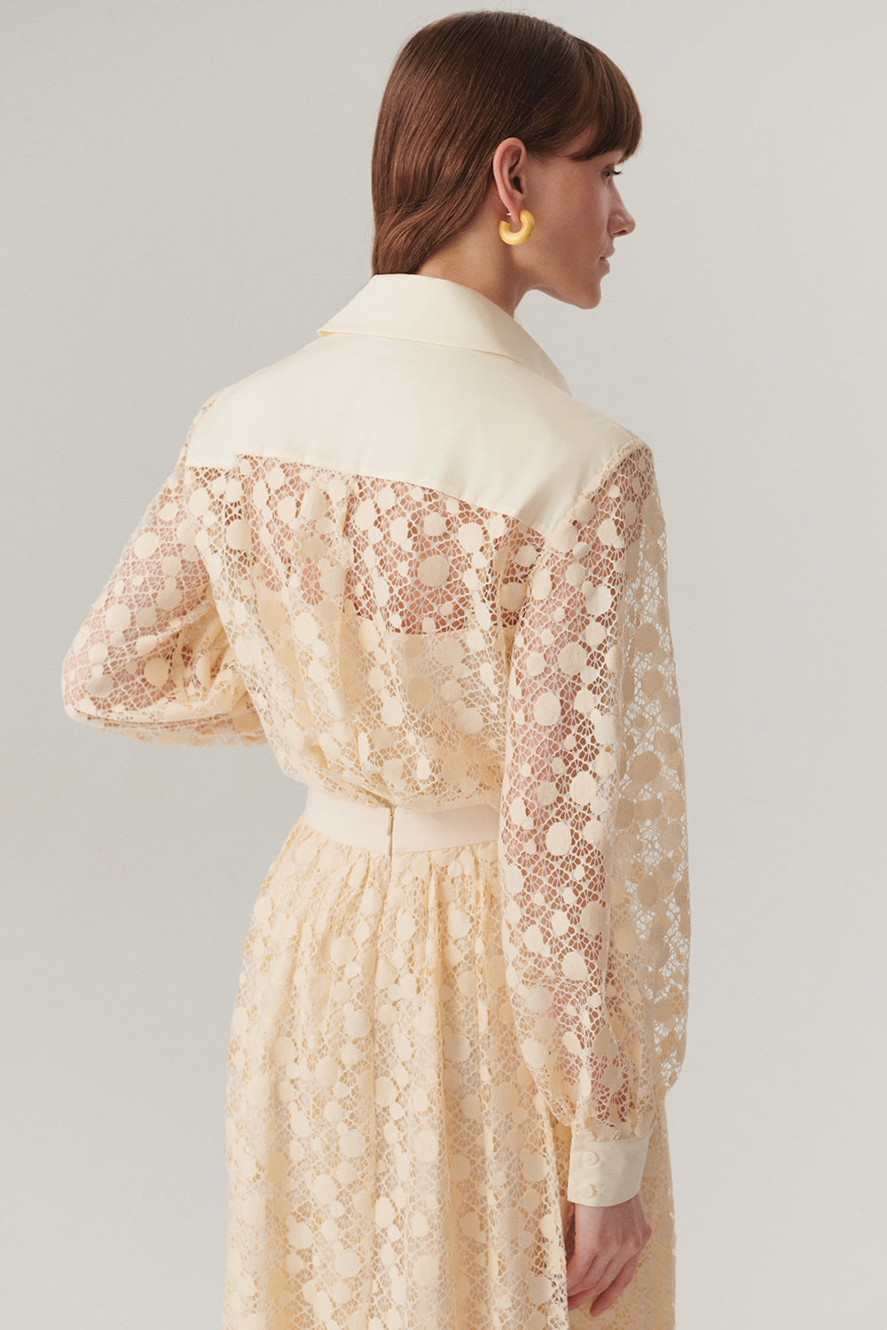 Exquise-Pamuklu Dantelli Regular Gömlek-Gömlek-5-Milagron.com