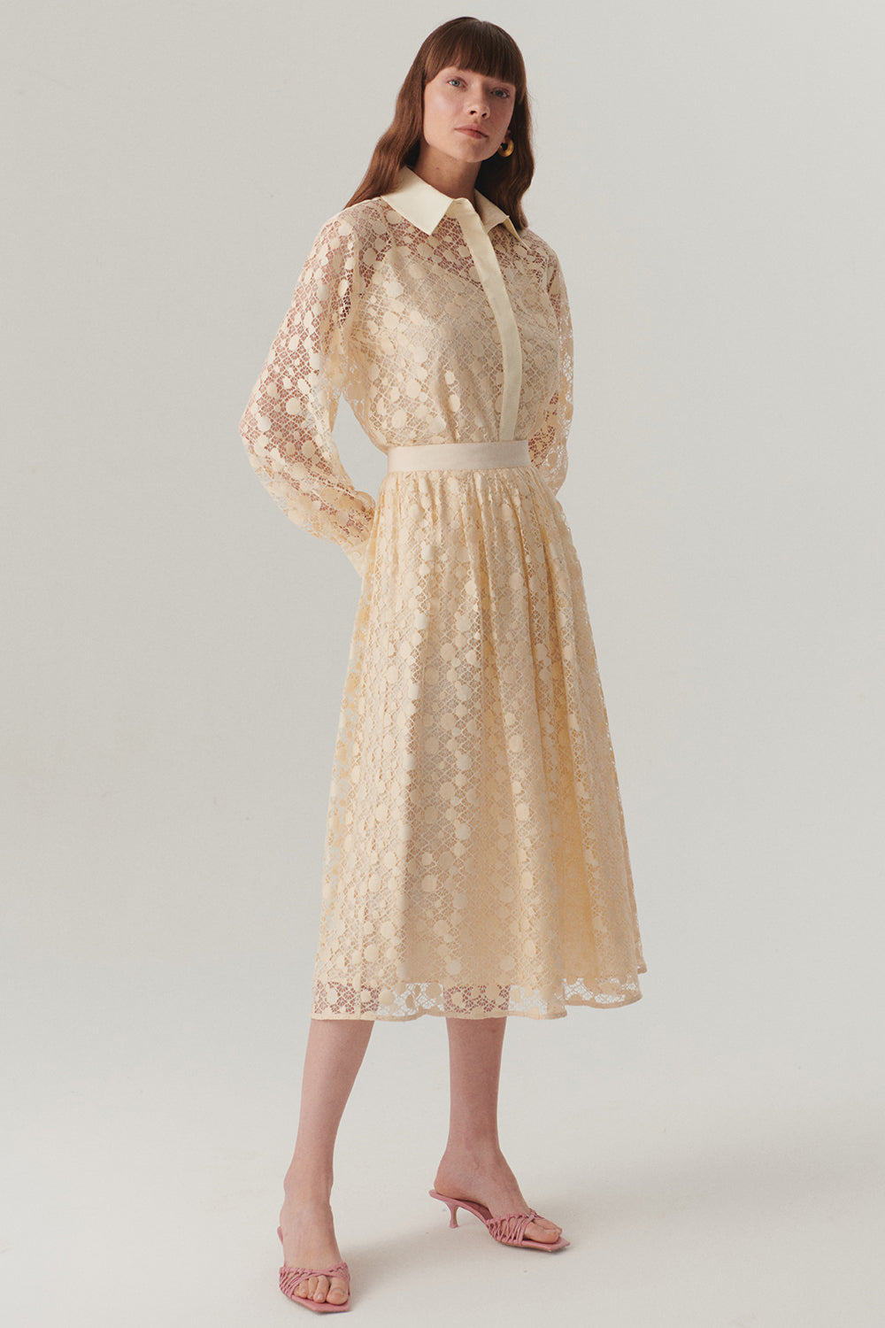 Exquise-Pamuklu Dantelli Regular Midi Etek-Etek-2-Milagron.com