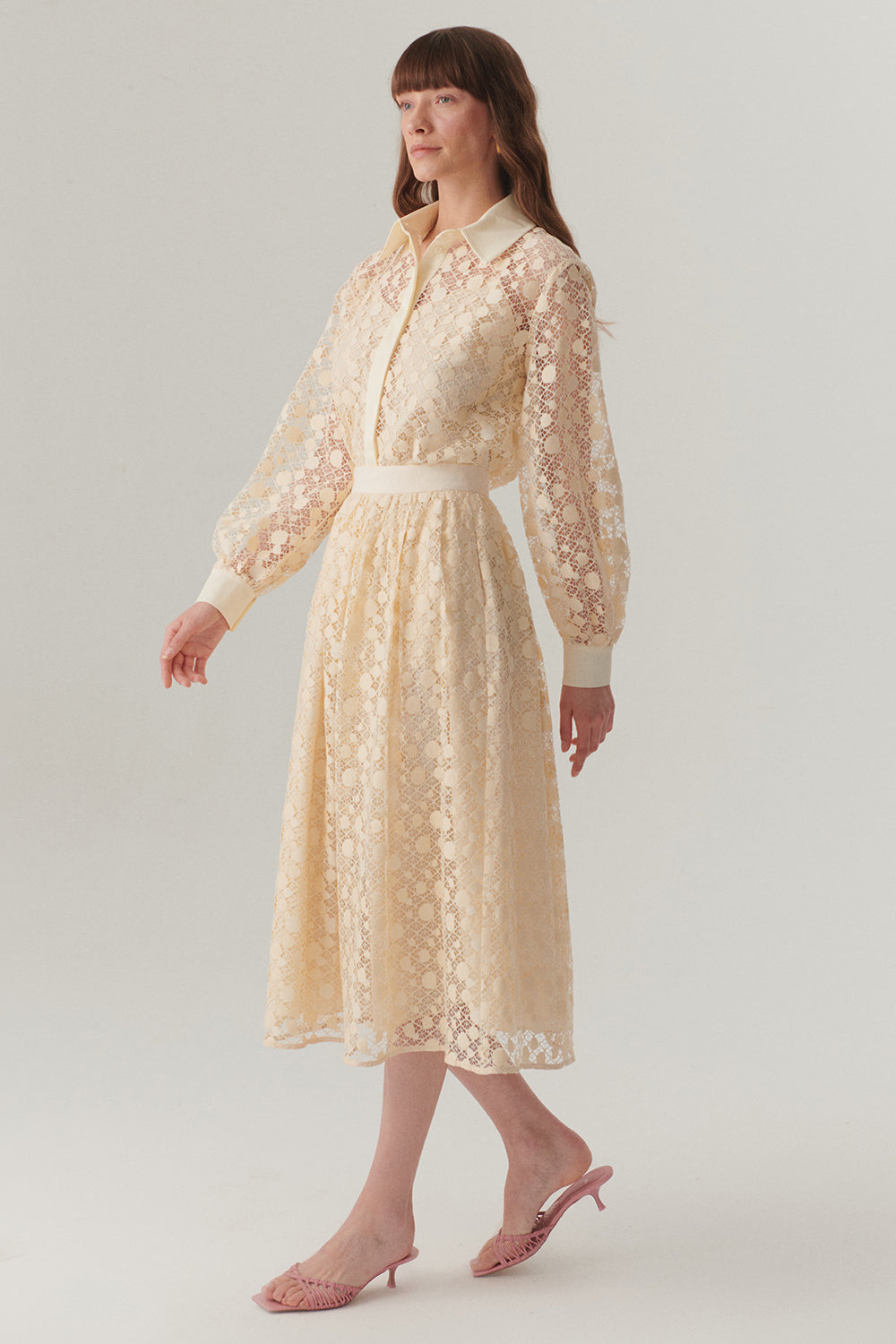 Exquise-Pamuklu Dantelli Regular Midi Etek-Etek-3-Milagron.com