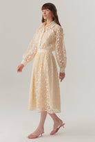 Exquise-Pamuklu Dantelli Regular Midi Etek-Etek-3-Milagron.com