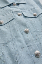 Exquise-Parlak Kumaş Detaylı Mavi Yelek-YELEK-6-Milagron.com