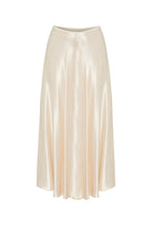 Exquise-Parlak Kumaş Saten Kiloş Midi Boy Etek-Etek-6-Milagron.com