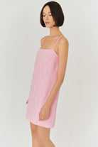 Exquise-Pembe Askılı Mini Elbise-ELBİSE-3-Milagron.com