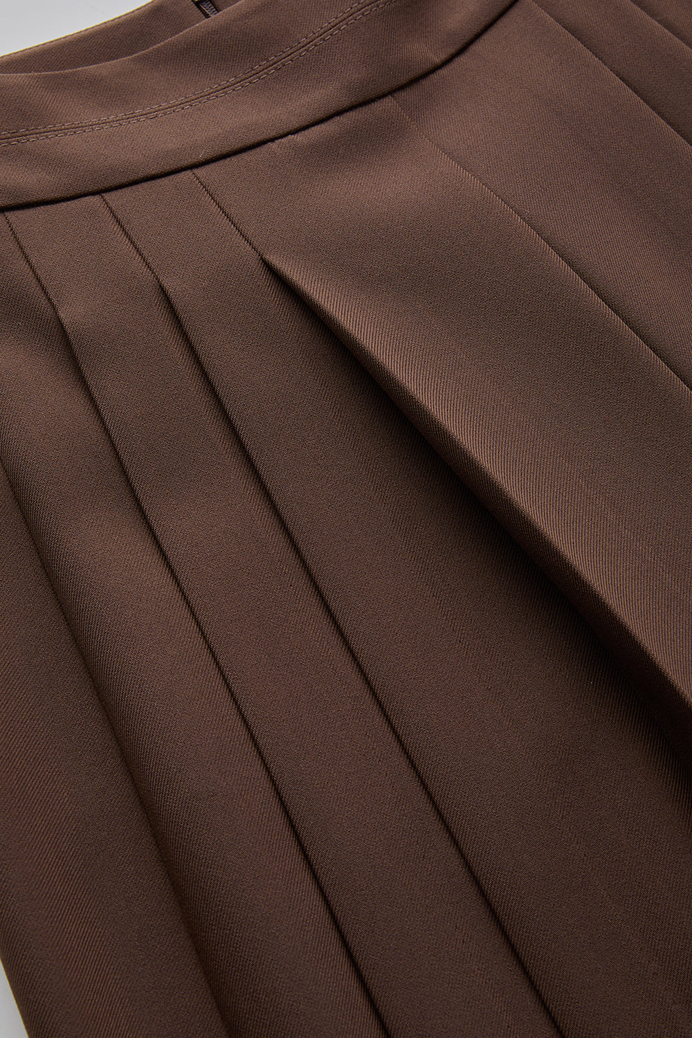 Exquise-Pileli Yüksel Bel Geniş Paçalı Regular Cepli Kahve Pantolon-PANTOLON-7-Milagron.com