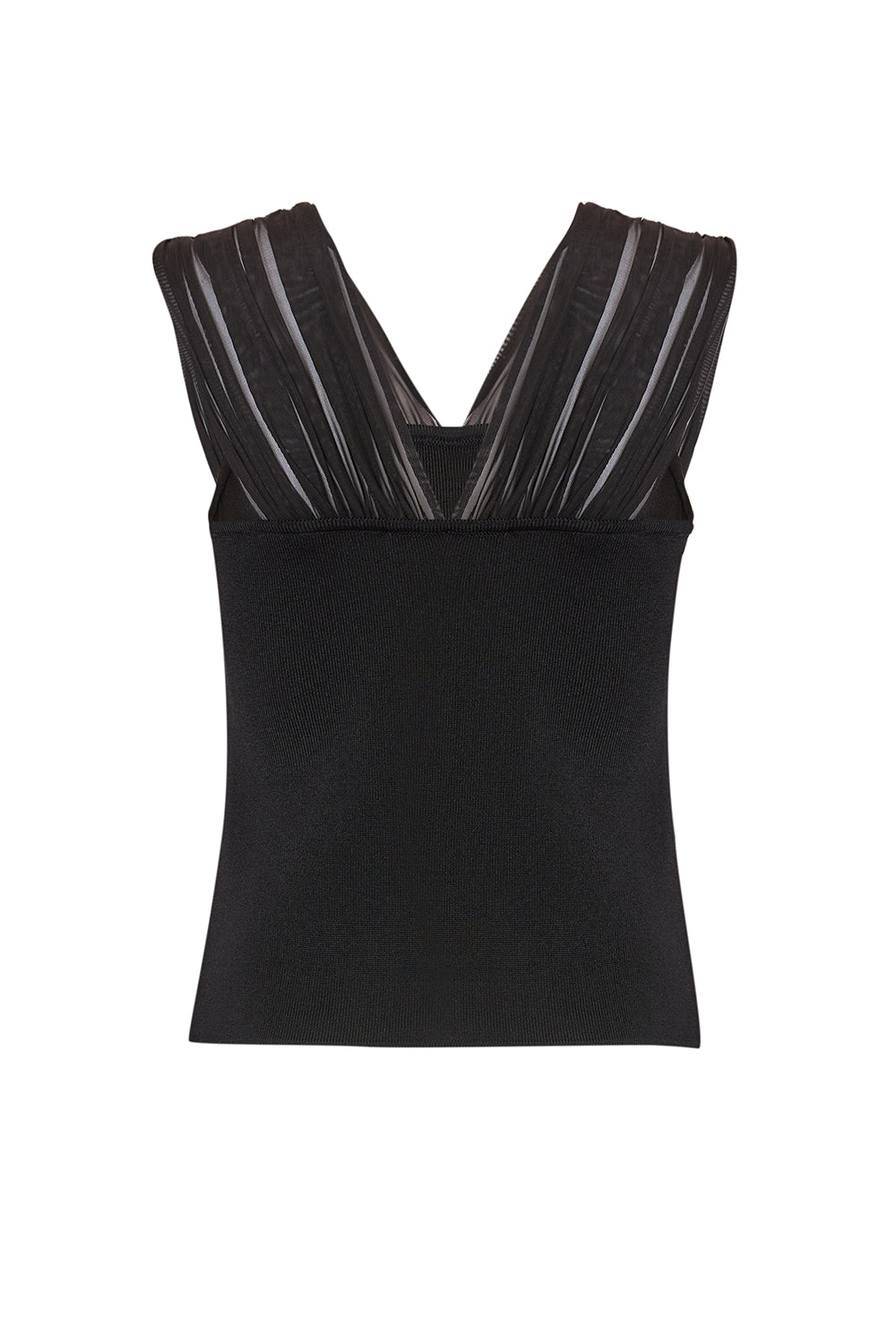 Exquise-Piliseli Tül Detaylı Kolsuz Triko Bluz-BLUZ-2-Milagron.com