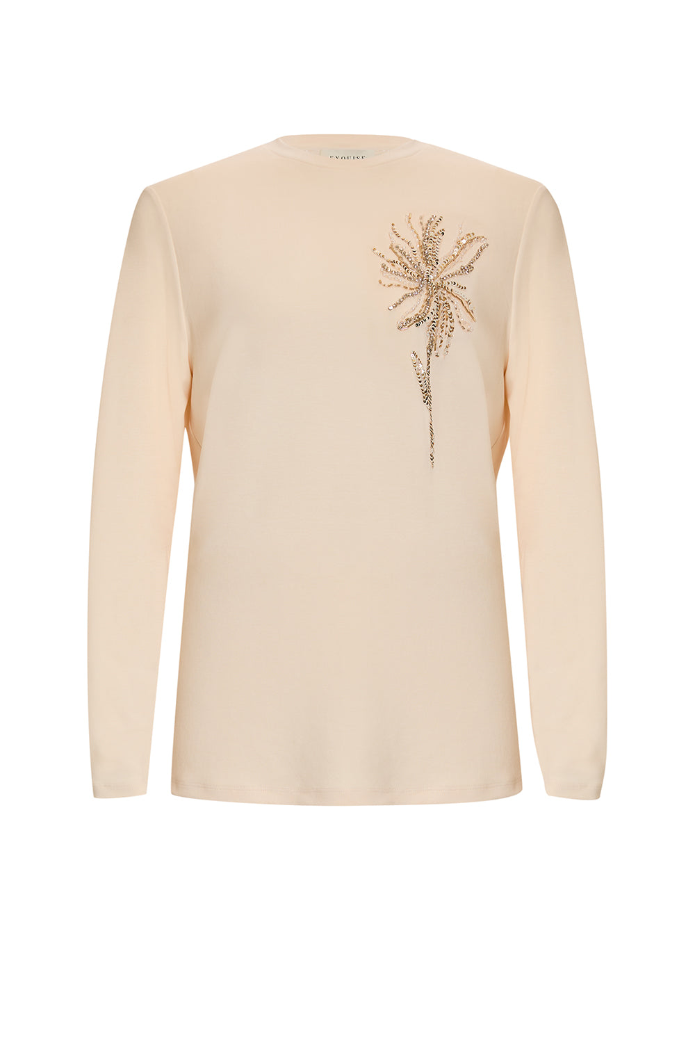 Exquise-Pul Payet İşlemeli Uzun Kollu Regular örme Sweatshirt-SWEATSHIRT-1-Milagron.com