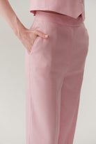 Exquise-Rahat Kalıp Pudra Keten Pantolon-PANTOLON-5-Milagron.com