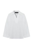 Exquise-Rahat Kesim Geniş Kol Beyaz Pamuklu Beyaz Bluz-Bluz-6-Milagron.com