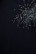 Exquise-Rahat Kesim İşleme Detaylı Bisiklet Yaka Lacivert Regular örme Tişört-T-Shirts-7-Milagron.com