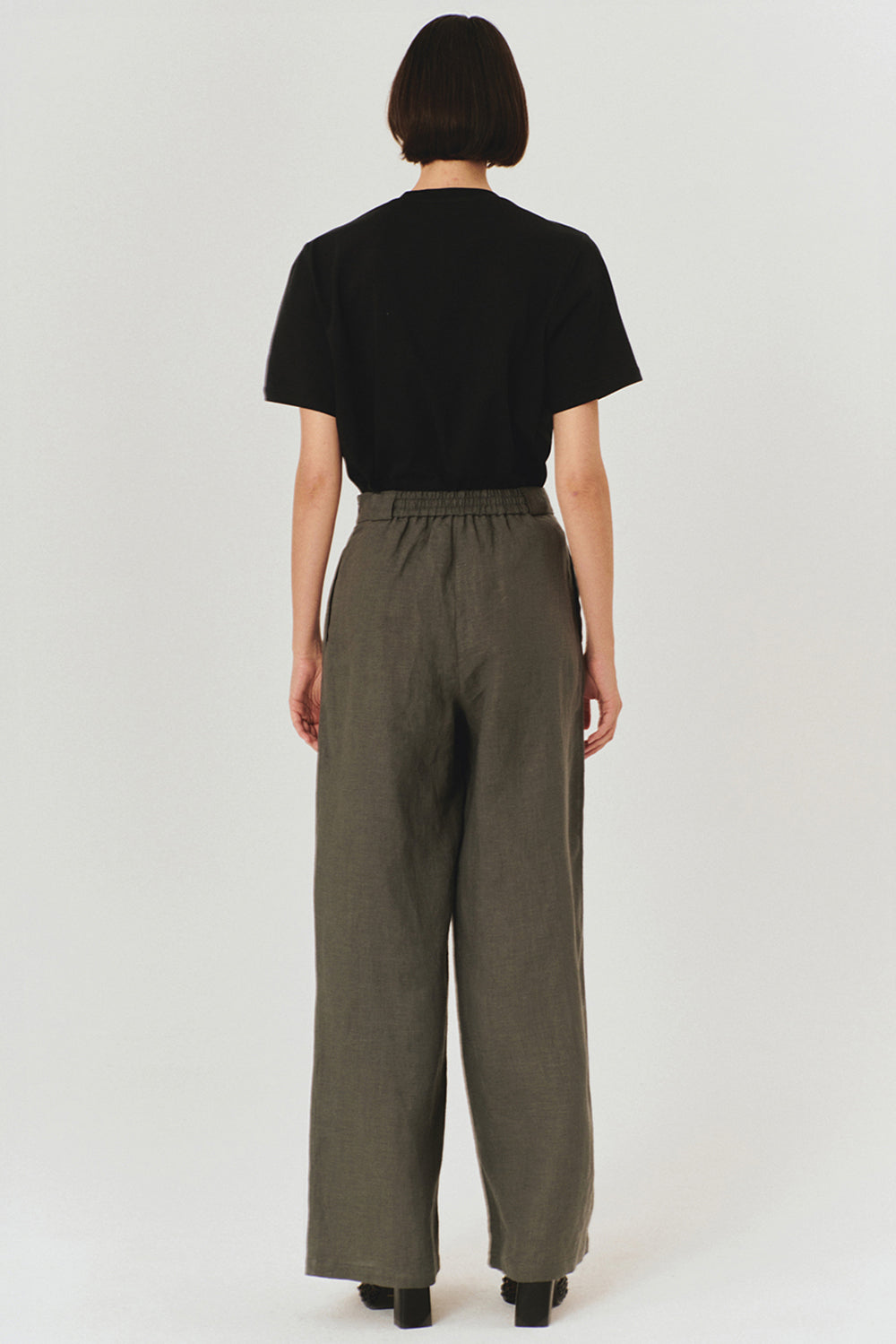 Exquise-Saf Keten Palazzo Gri Pantolon-PANTOLON-4-Milagron.com