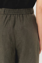 Exquise-Saf Keten Palazzo Gri Pantolon-PANTOLON-5-Milagron.com