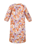 Exquise-Saf Pamuk V Yaka çiçek Desenli Rahat Kesim Elbise-ELBİSE-6-Milagron.com