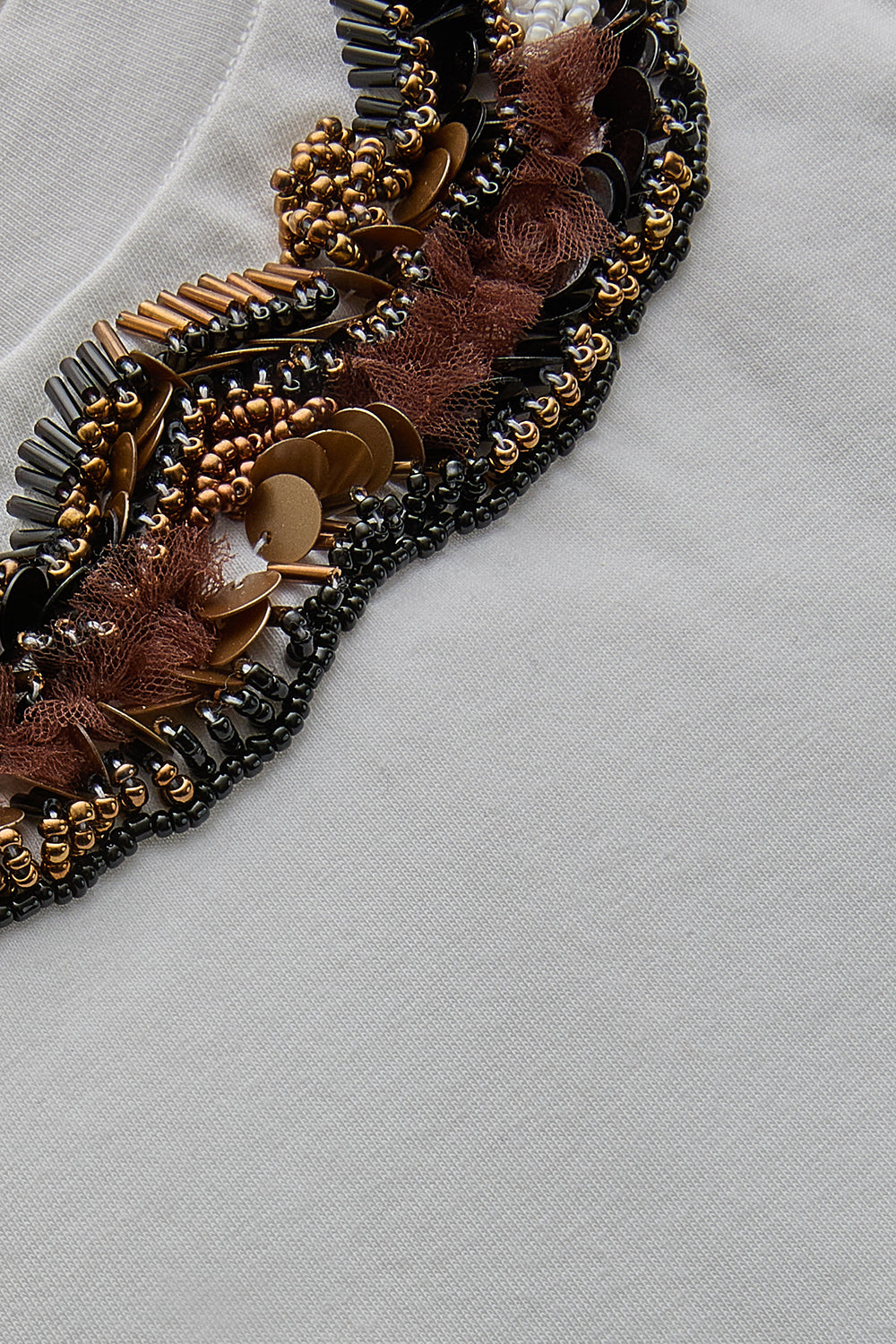 Exquise-Siyah İşleme Detaylı Bisiklet Yaka Regular Pamuklu Tişört-T-Shirts-7-Milagron.com