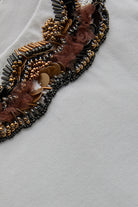 Exquise-Siyah İşleme Detaylı Bisiklet Yaka Regular Pamuklu Tişört-T-Shirts-7-Milagron.com