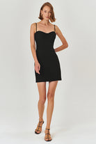 Exquise-Siyah Slim Fit Ayarlanabilir Askılı Mini Elbise-ELBİSE-1-Milagron.com