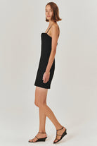 Exquise-Siyah Slim Fit Ayarlanabilir Askılı Mini Elbise-ELBİSE-4-Milagron.com