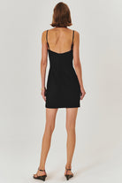 Exquise-Siyah Slim Fit Ayarlanabilir Askılı Mini Elbise-ELBİSE-5-Milagron.com