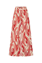 Exquise-Soyut Desenli Pamuklu Kahve Kemik Wide Leg Pantolon-Pantolon-13-Milagron.com