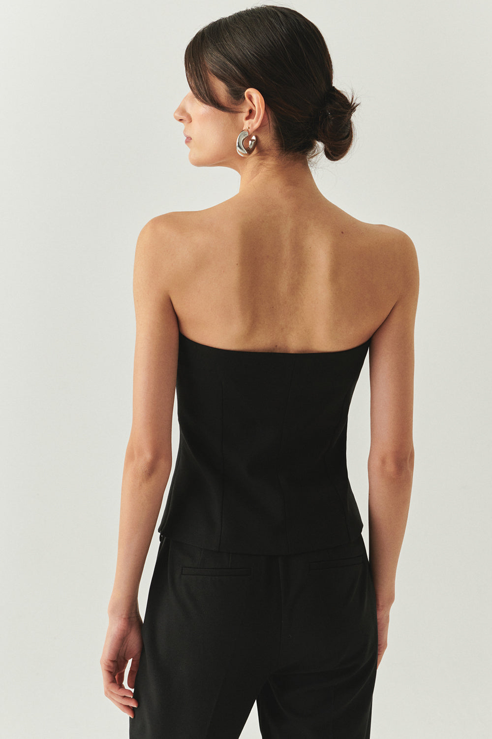 Exquise-Straplez Düğmeli Slim Fit Siyah Büstiyer-BÜSTİYER-4-Milagron.com