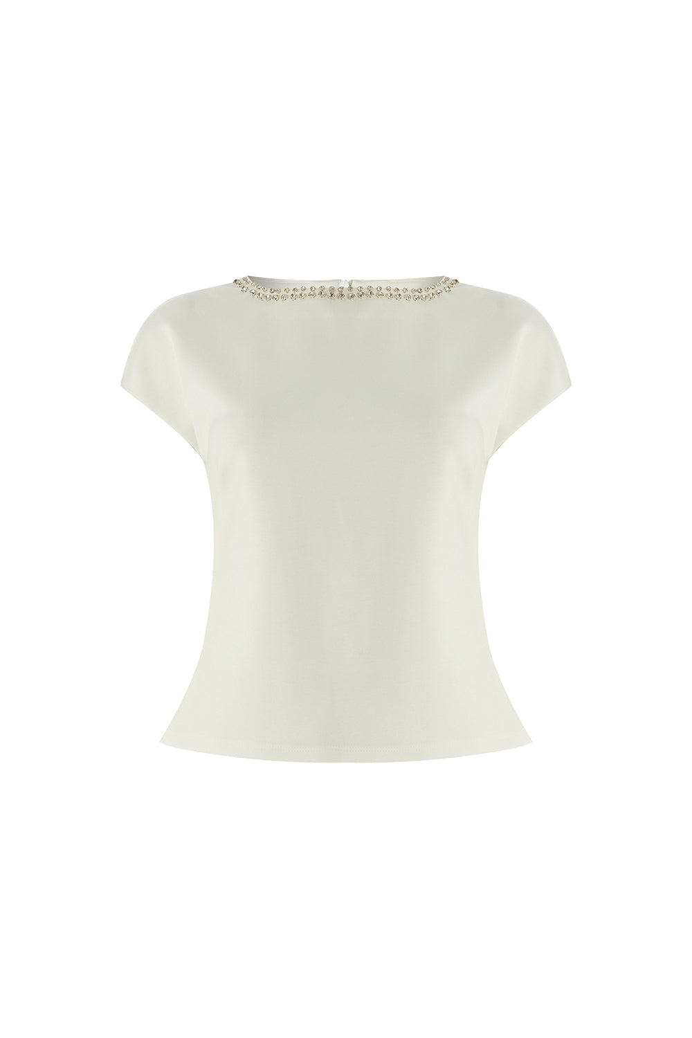 Exquise-Taş Detaylı Kayık Yaka Kolsuz Regular Kemik örme Bluz-BLUZ-7-Milagron.com