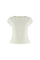 Exquise-Taş Detaylı Kayık Yaka Kolsuz Regular Kemik örme Bluz-BLUZ-7-Milagron.com