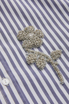 Exquise-Taş İşleme Detaylı Lacivert Beyaz Oversize çizgili Poplin Gömlek-Gömlek-14-Milagron.com