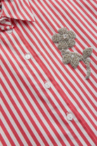 Exquise-Taş İşleme Detaylı Lacivert Beyaz Oversize çizgili Poplin Gömlek-Gömlek-7-Milagron.com